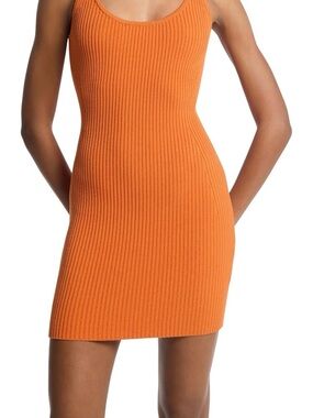 MICHAEL Michael Kors Orange Ribbed Scoop-Neck Mini Dress